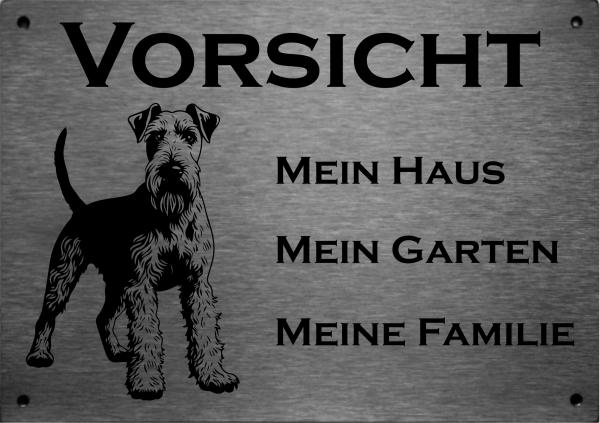 ld Airedale TerrierVORSICHT Mein Haus mein Garten meine Familie